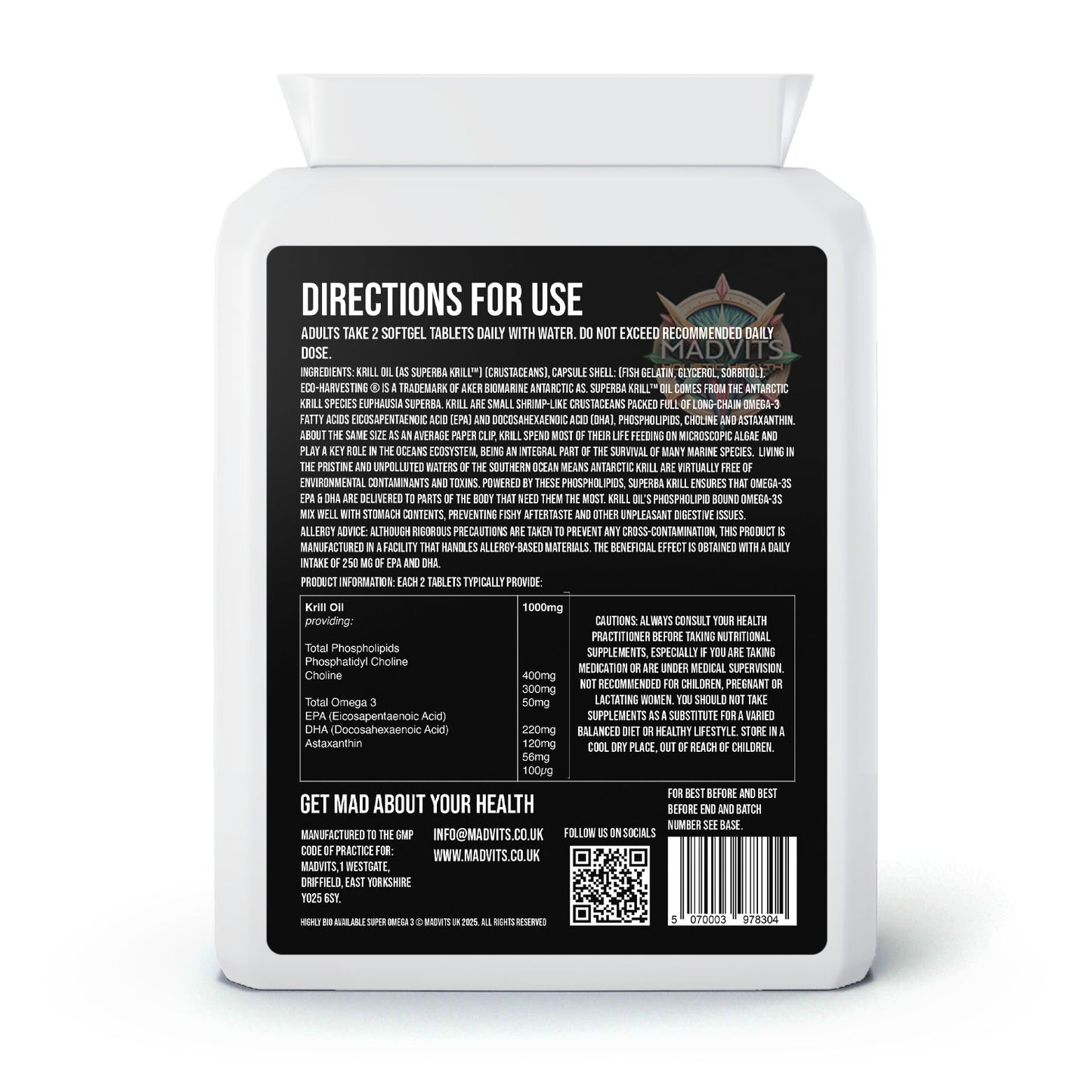MadVits Super Omega 3. Highly Bio-Available (60 Capsules)