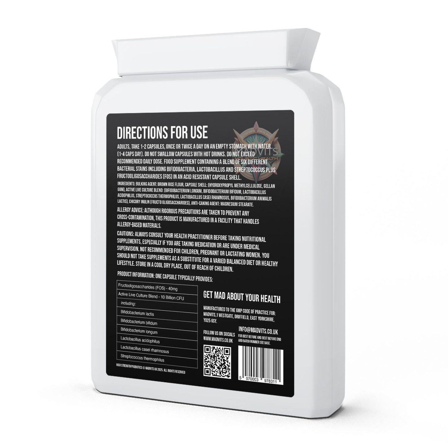 MadVits High Strength Probiotics (10 Billion CFU)