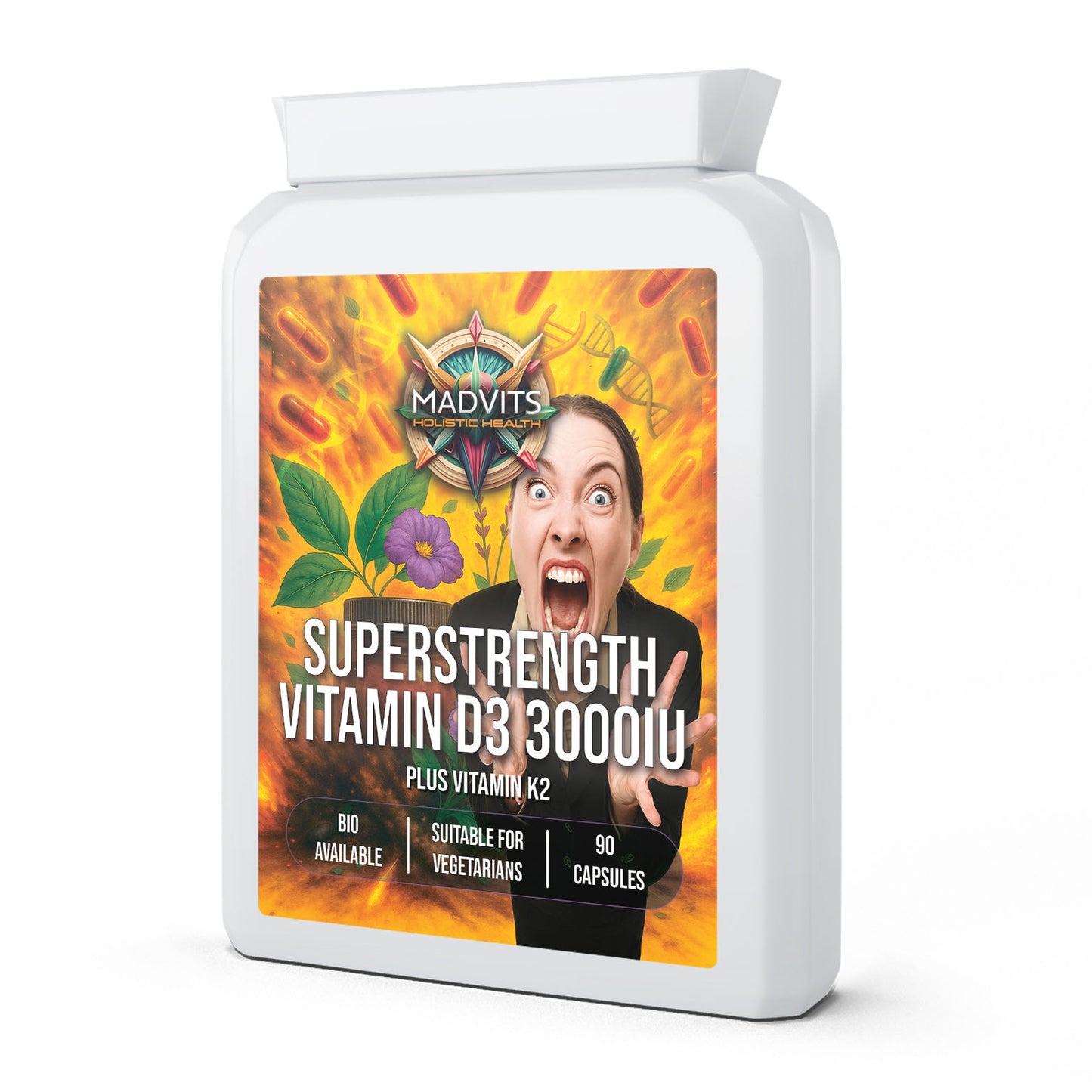 MadVits Super Strength Vitamin D3 (4000 IU) + Vitamin K2 (90 Capsules)