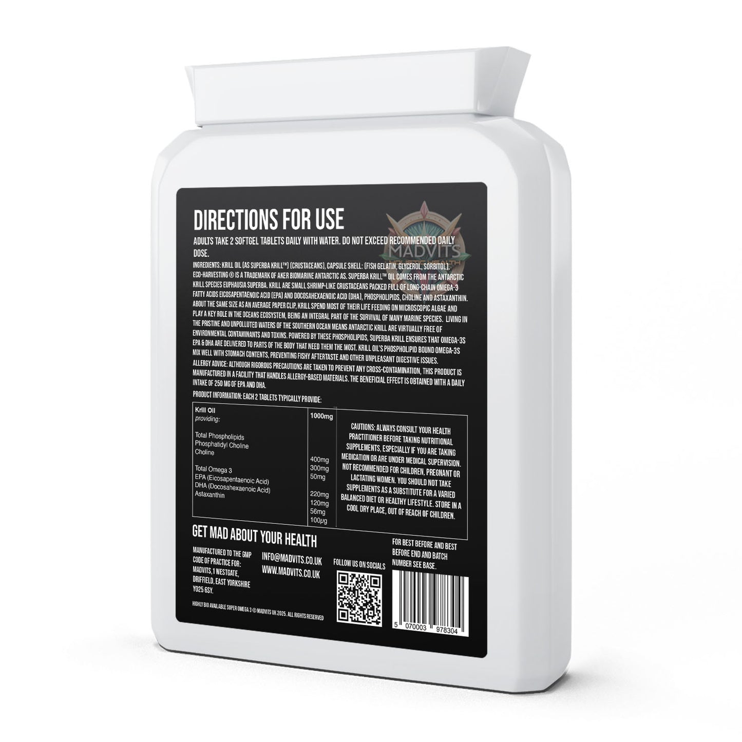 MadVits Super Omega 3. Highly Bio-Available (60 Capsules)