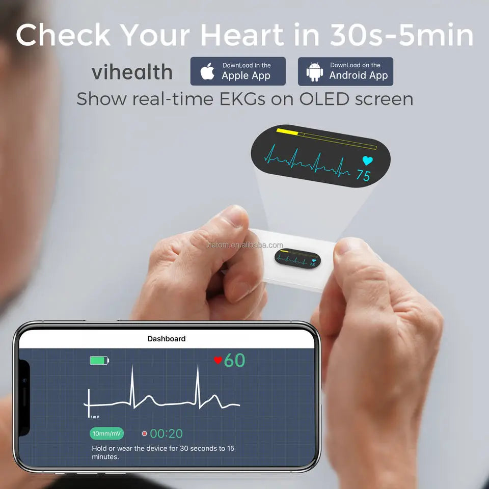 Pocket ECG Monitoring Device with Bluetooth EKG Monitor for iOS/Android