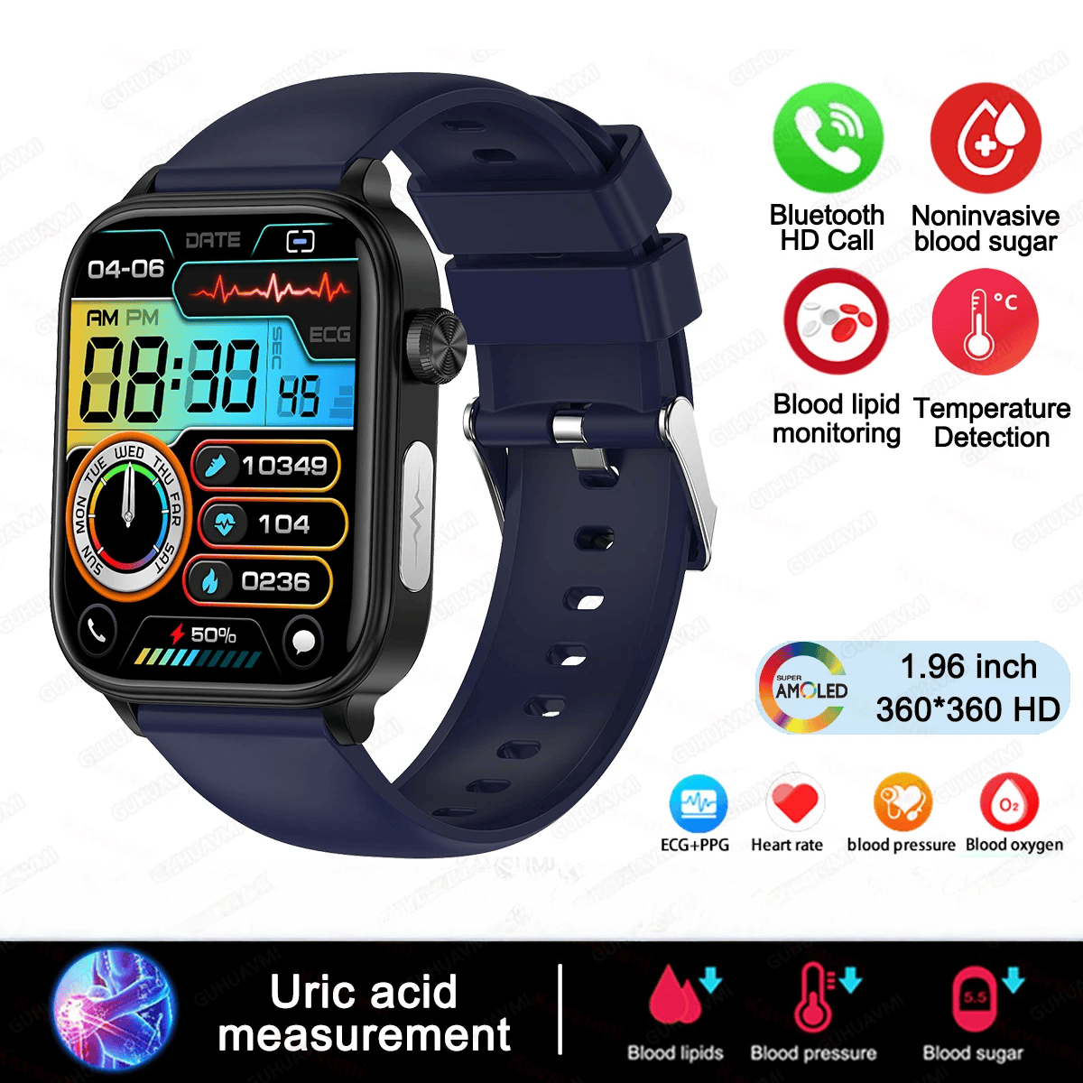AI Bluetooth Medical Diagnosis Smartwatch. NEW 2024!