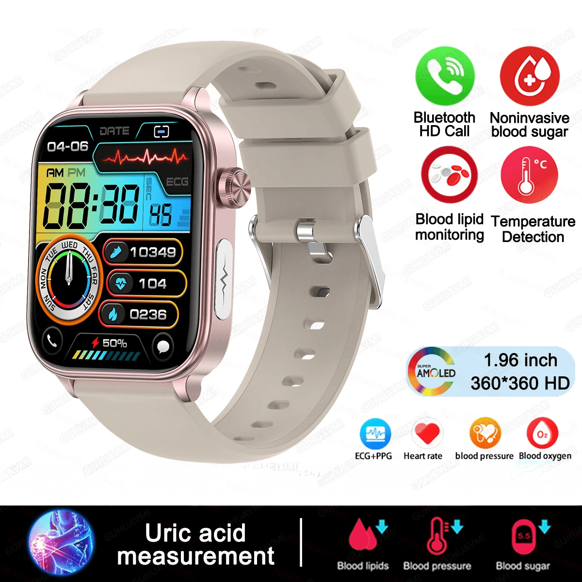 AI Bluetooth Medical Diagnosis Smartwatch. NEW 2024!